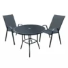 Table à manger d’extérieur ronde en acier avec 2 chaises