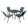 Table à manger d’extérieur ronde en acier avec 4 chaises