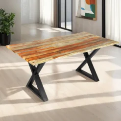 Table à manger en bois de sheesham gris - 67" x 36" x 30"