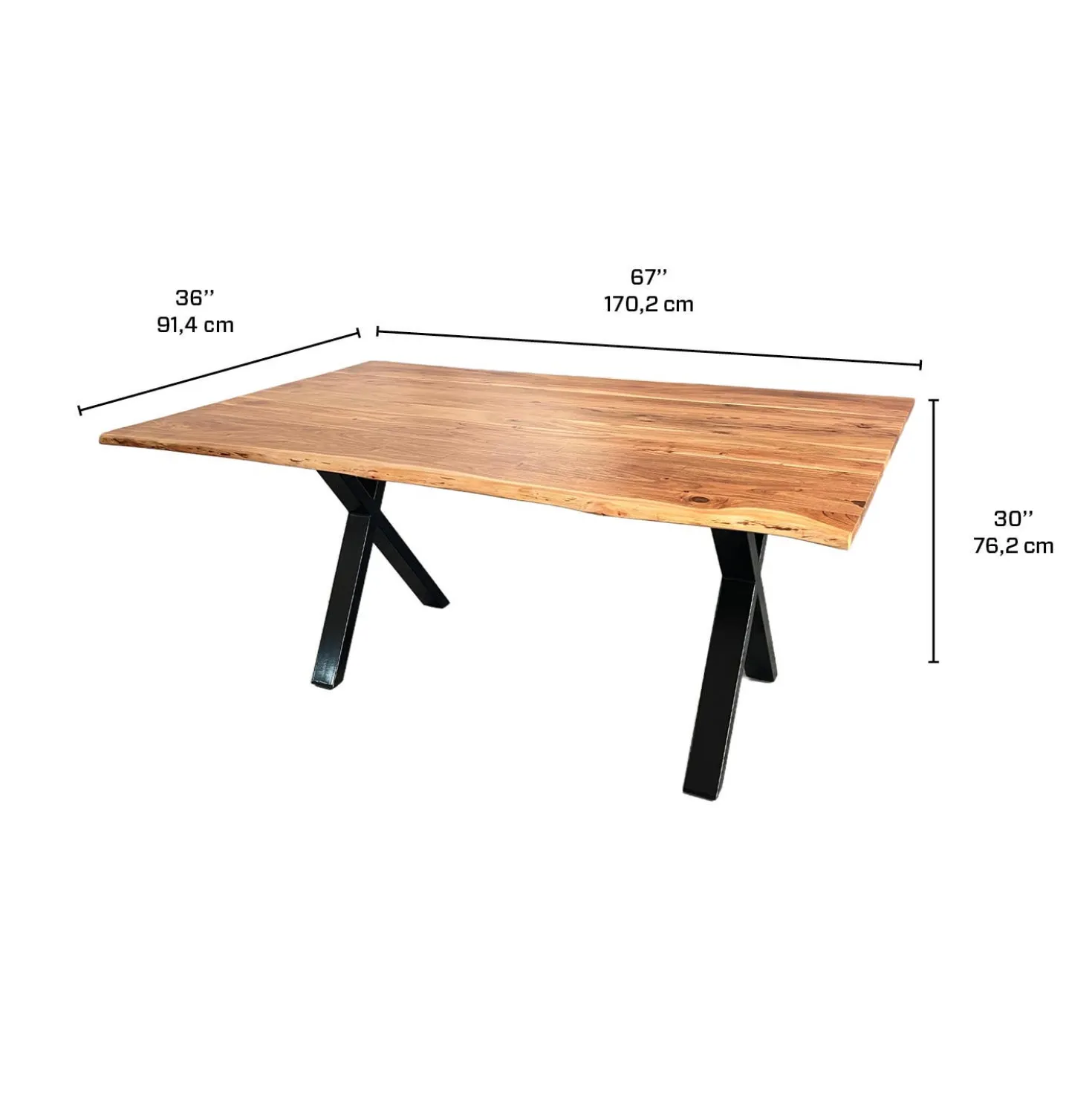 Table à manger en bois massif rectangulaire - 67"