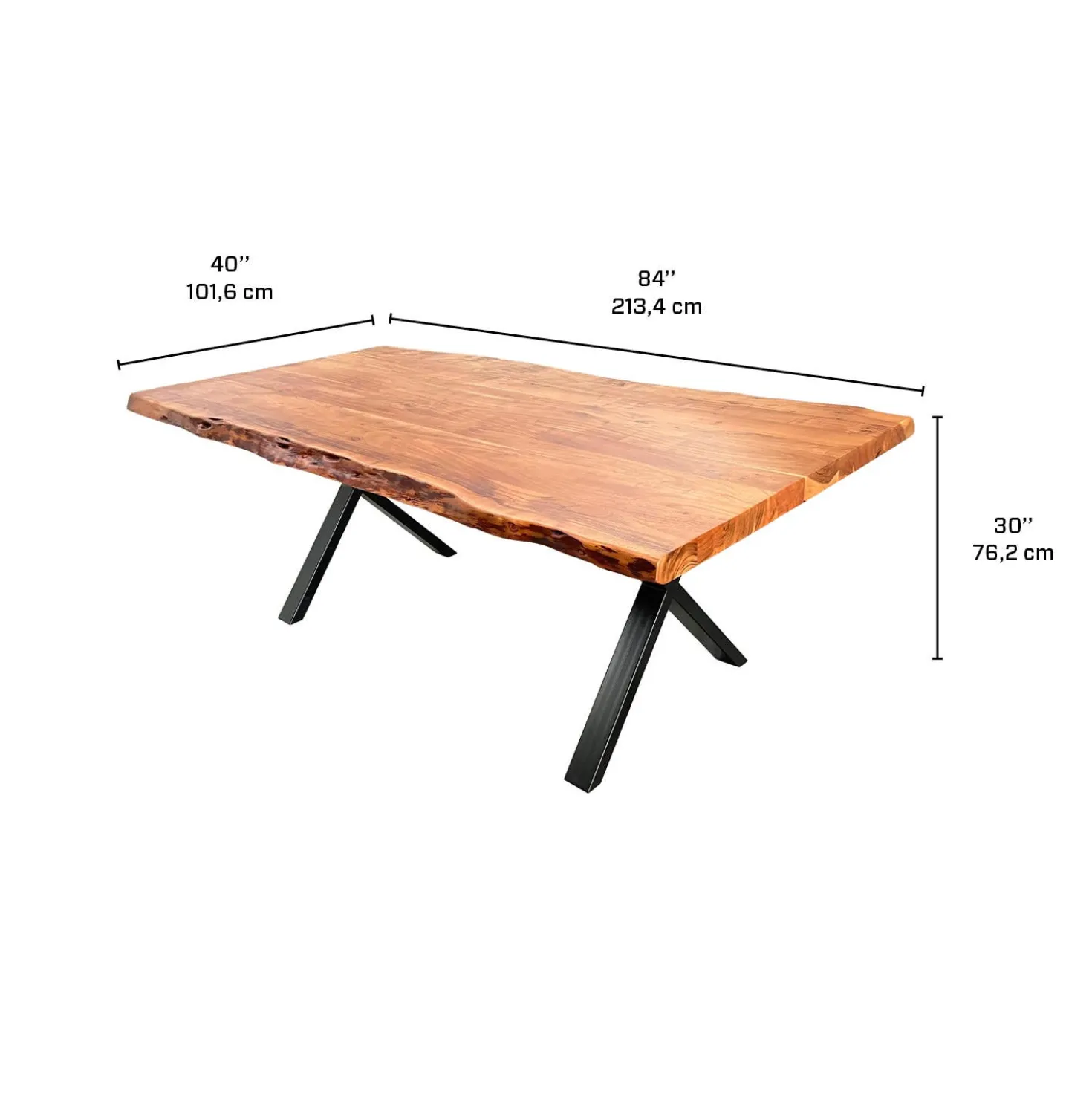 Table à manger en bois massif rectangulaire - 84"
