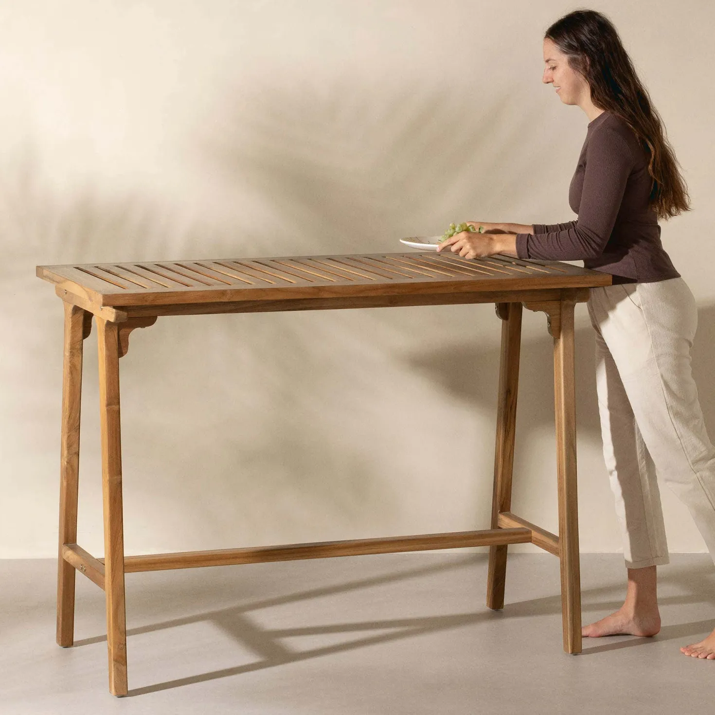 Table à manger extérieur en bois massif 54"