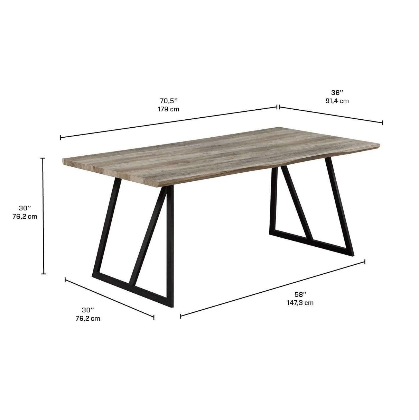 Table à manger rectangulaire 71"
