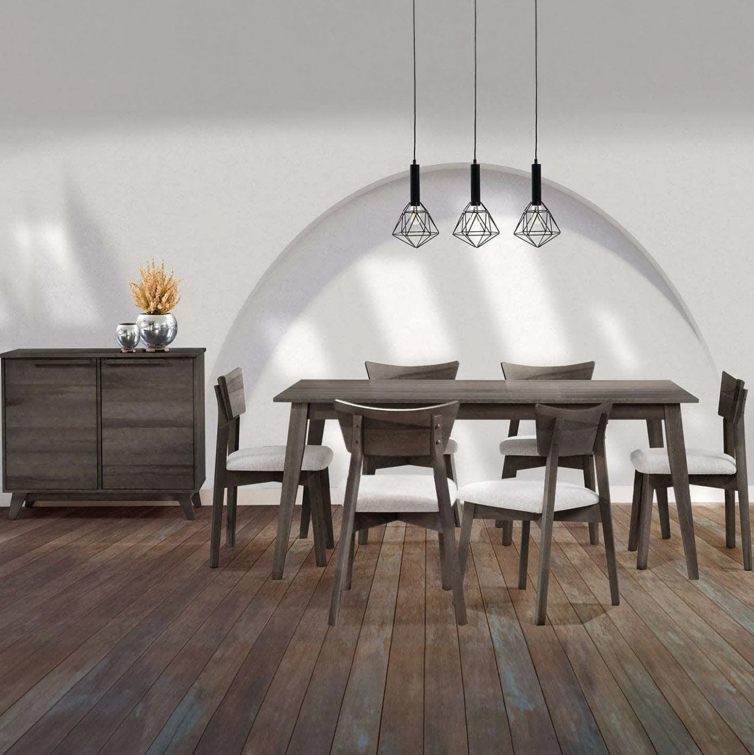 Table à manger rectangulaire 70" avec 6 chaises - ardoise