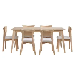 Table à manger rectangulaire 70" avec 6 chaises - grège