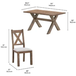 Table à manger rectangulaire avec 6 chaises - beige