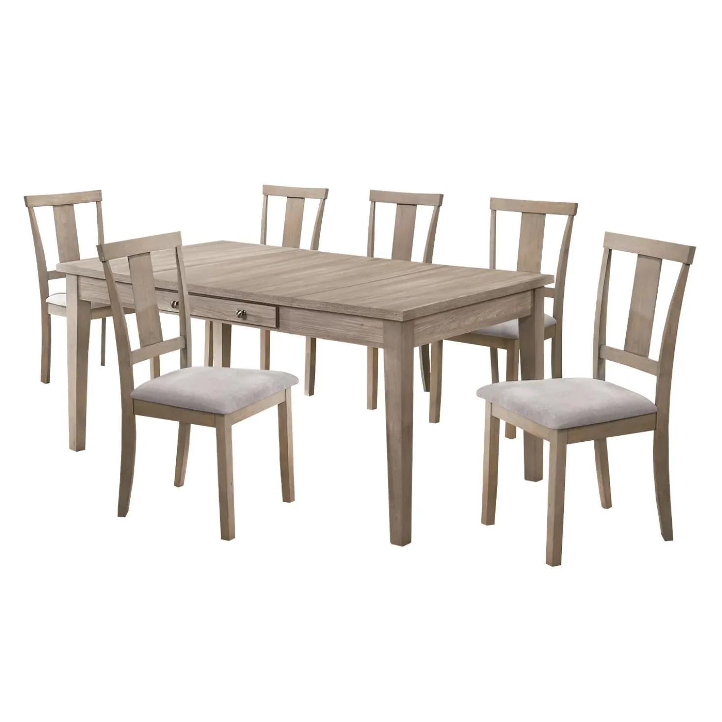Table à manger rectangulaire avec rangement et 6 chaises - gris