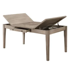 Table à manger rectangulaire avec rangement et 6 chaises - gris