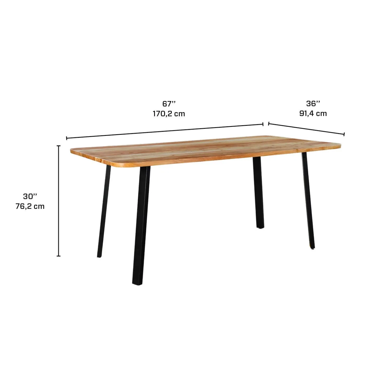 Table à manger rectangulaire en bois massif, 4 chaises et banc - 67"