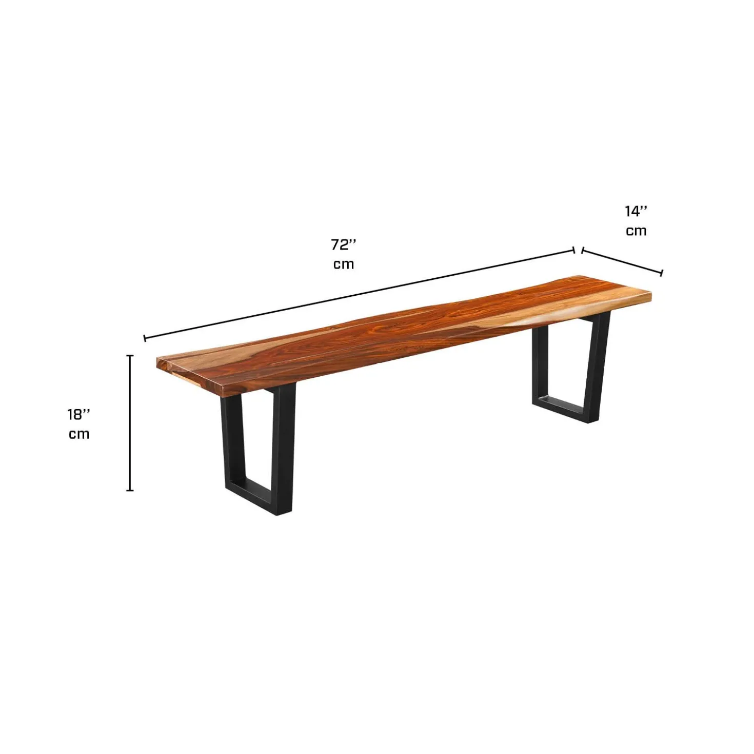 Table à manger rectangulaire en bois massif, 4 chaises et banc- 72"
