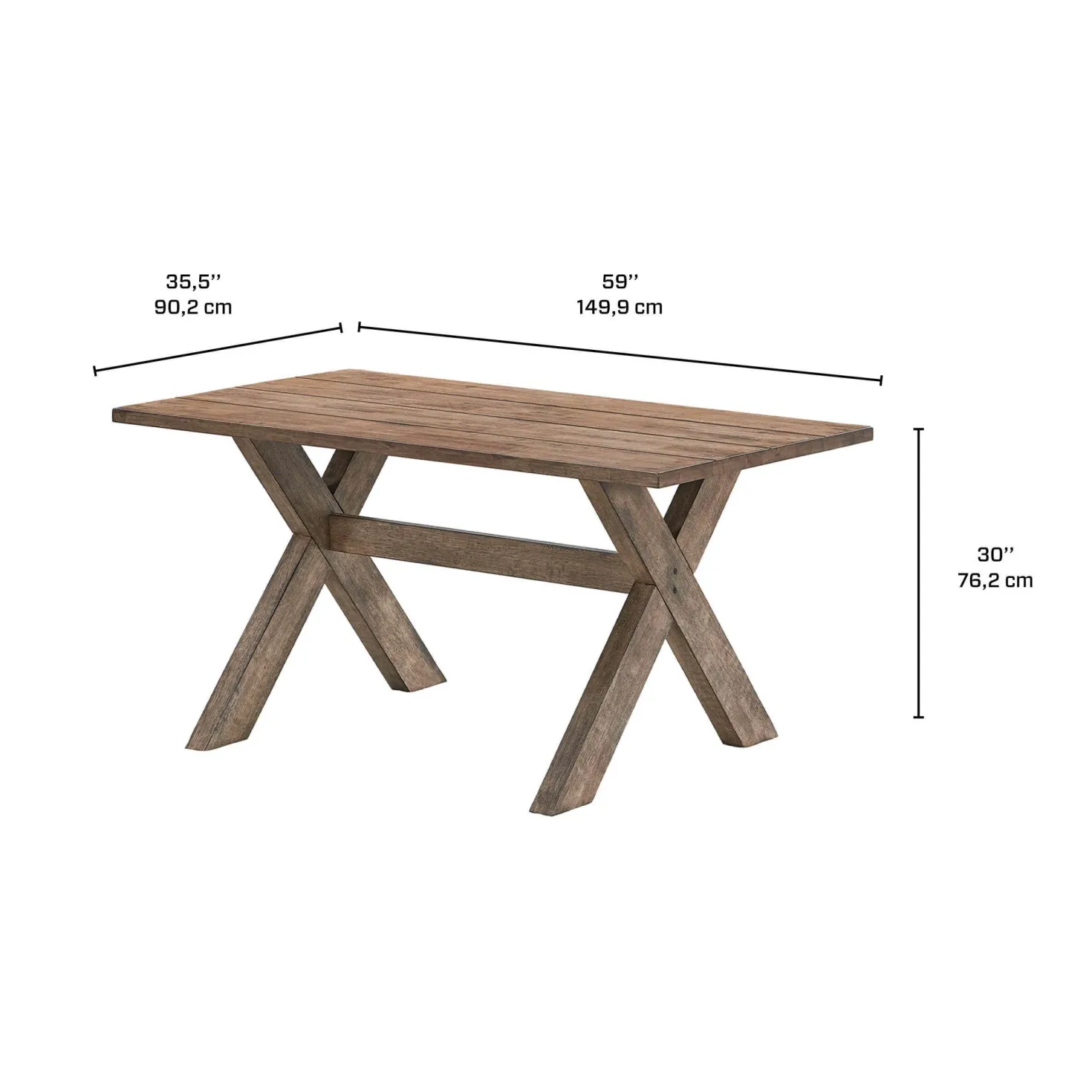 Table à manger rectangulaire en bois massif 59"