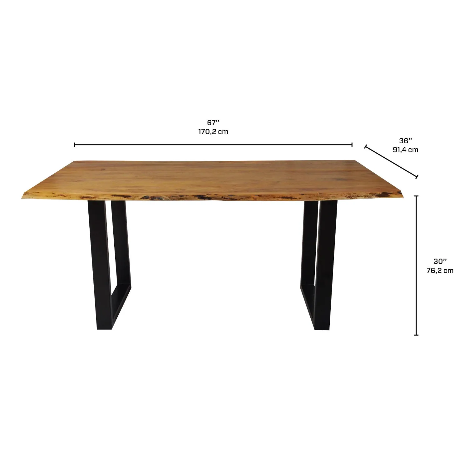 Table à manger rectangulaire en bois massif 67"