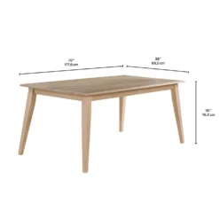 Table à manger rectangulaire en bois massif 70" - grège