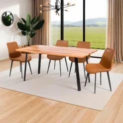 Table à manger rectangulaire en bois massif et 4 chaises - 67"