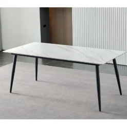 Table à manger rectangulaire en pierre sintérisée 59"