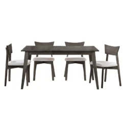Table à manger rectangulaire extensible (48" à 60") avec 4 chaises - ardoise