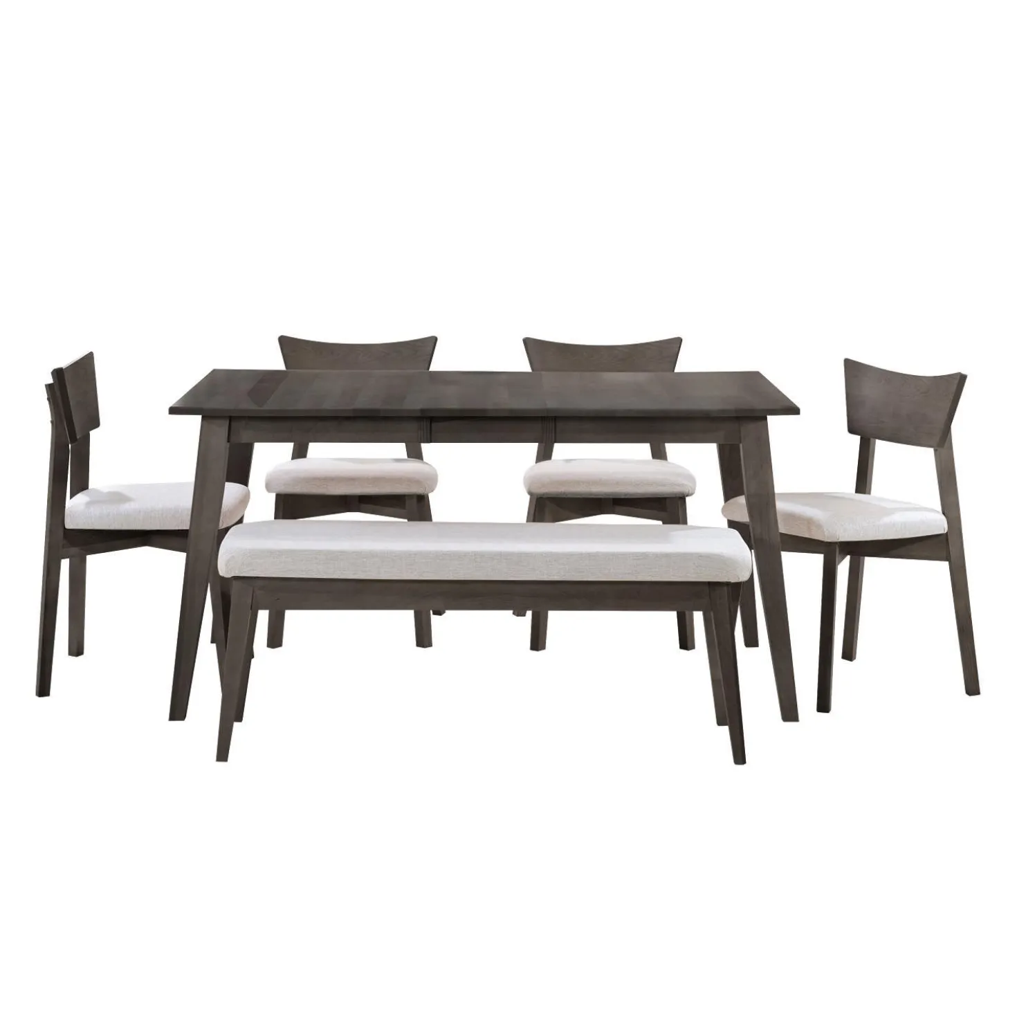 Table à manger rectangulaire extensible (48" à 60") avec 4 chaises et banc - ardoise
