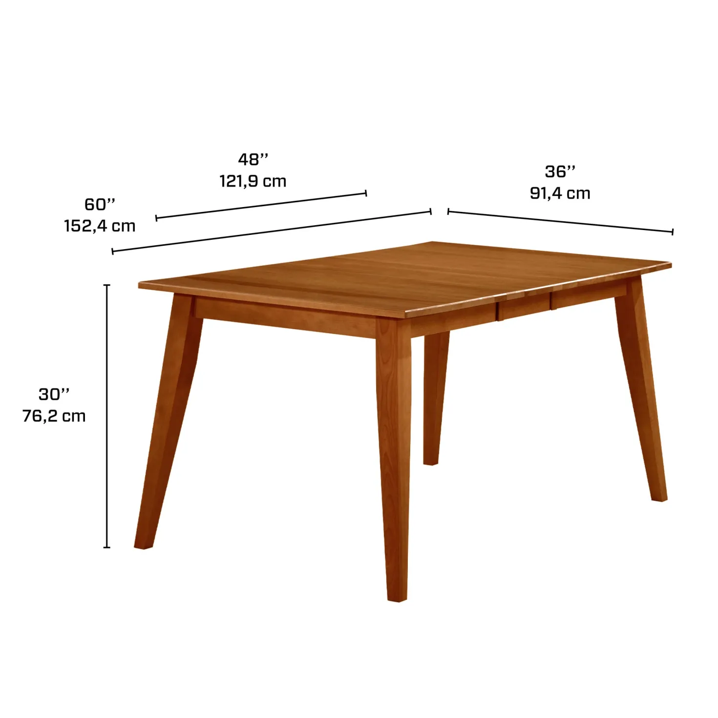 Table à manger rectangulaire extensible (48" à 60") avec 4 chaises et banc - brun