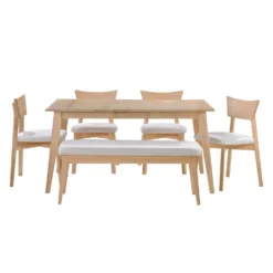 Table à manger rectangulaire extensible (48" à 60") avec 4 chaises et banc - grège