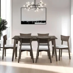 Table à manger rectangulaire extensible (48" à 60") avec 6 chaises - ardoise