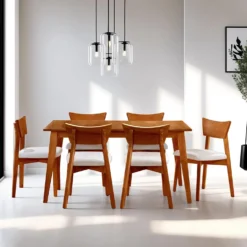 Table à manger rectangulaire extensible (48" à 60") avec 6 chaises - brun
