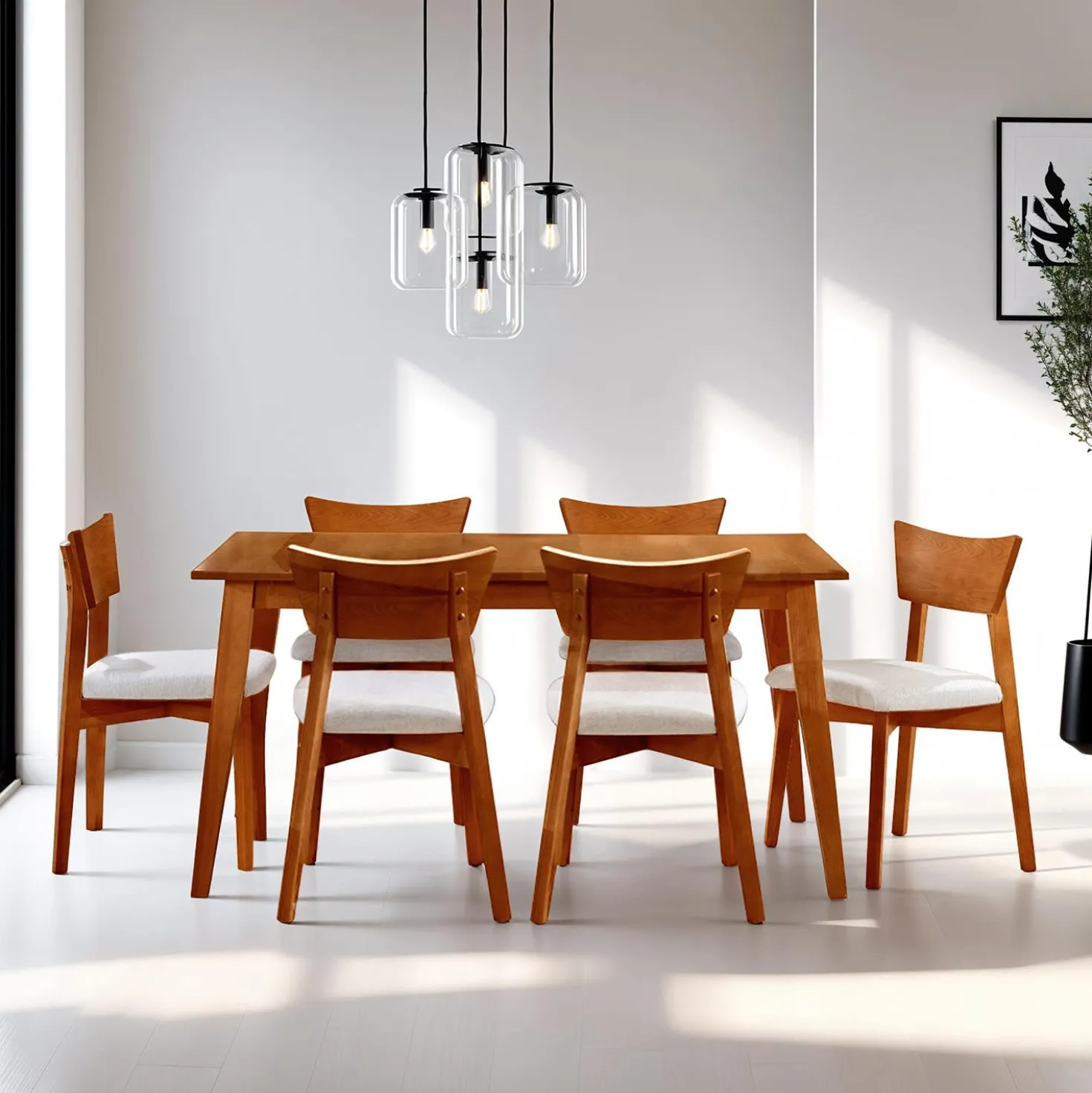 Table à manger rectangulaire extensible (48" à 60") avec 6 chaises - brun