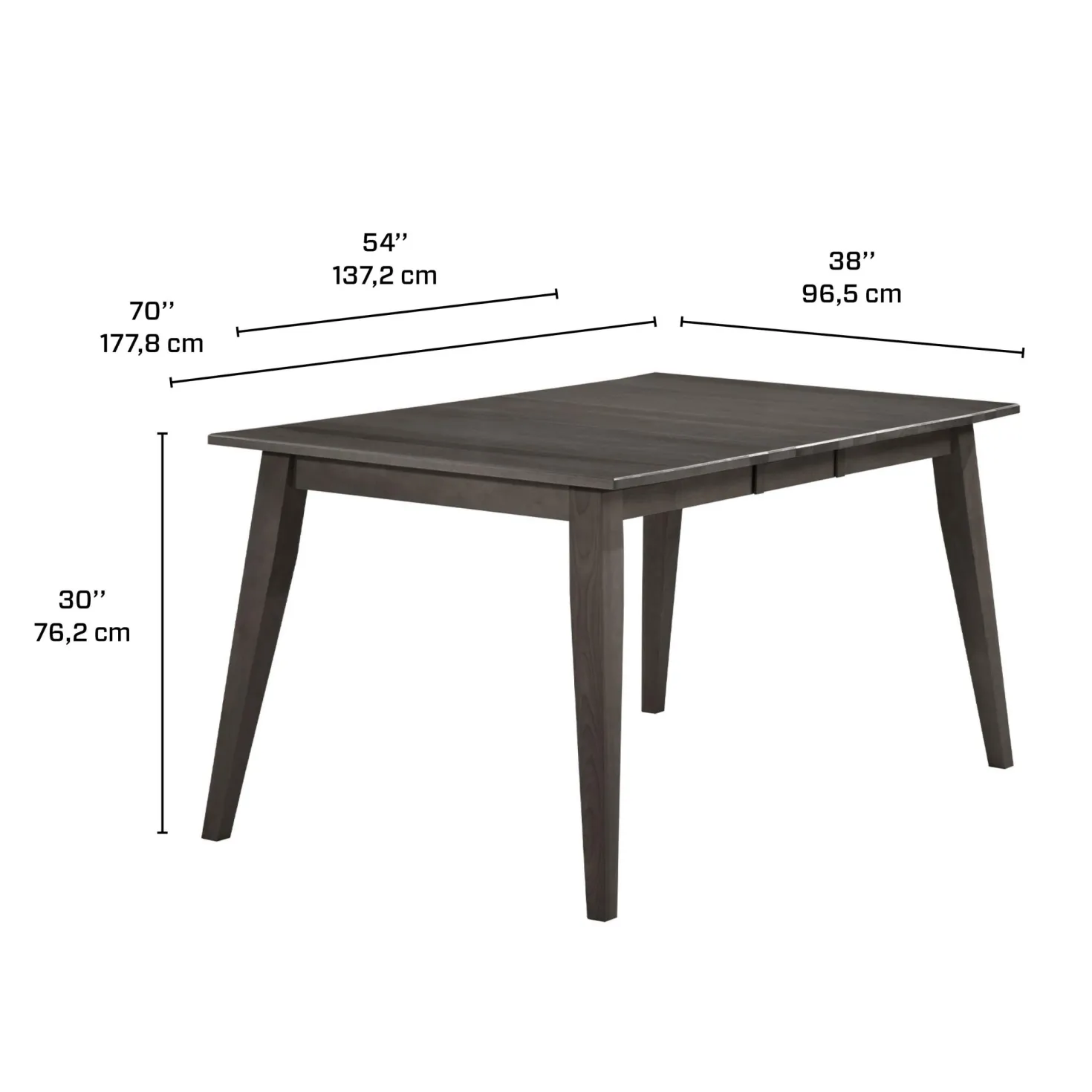 Table à manger rectangulaire extensible (54" à 70") avec 4 chaises - ardoise