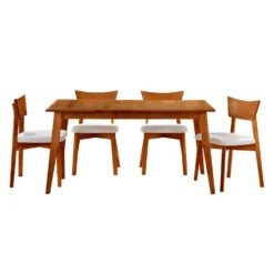 Table à manger rectangulaire extensible (54" à 70") avec 4 chaises - brun