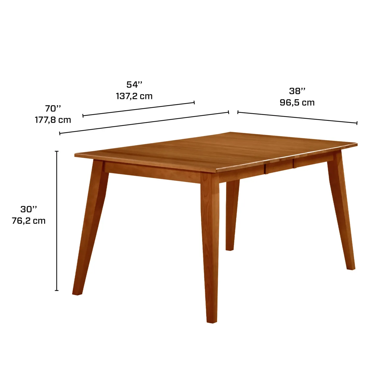 Table à manger rectangulaire extensible (54" à 70") avec 4 chaises - brun