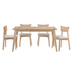 Table à manger rectangulaire extensible (54" à 70") avec 4 chaises - grège