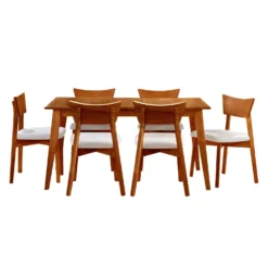 Table à manger rectangulaire extensible (54" à 70") avec 6 chaises - brun