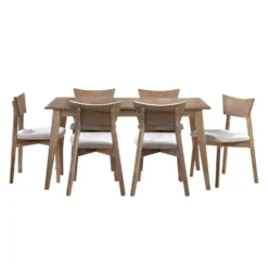 Table à manger rectangulaire extensible (54" à 70") avec 6 chaises - gris