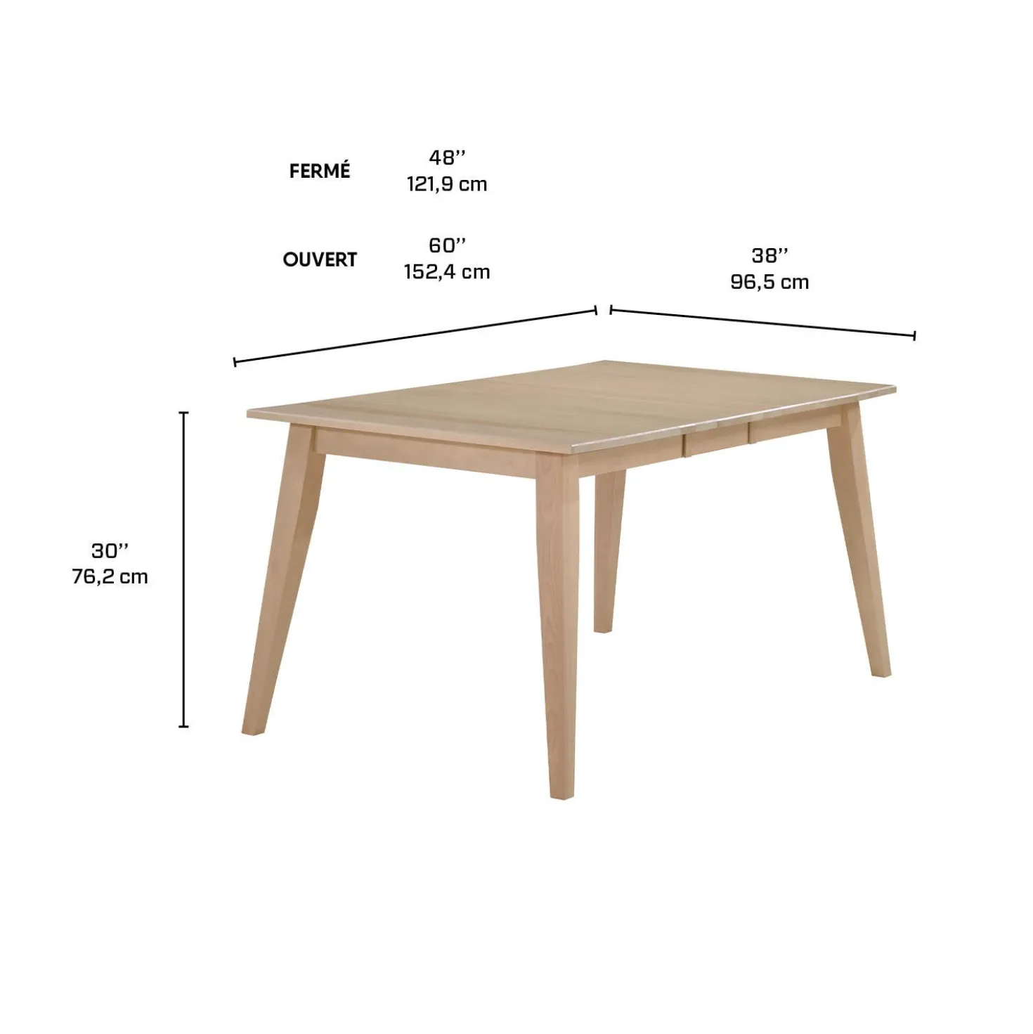 Table à manger rectangulaireextensible (54" à 70") - grège