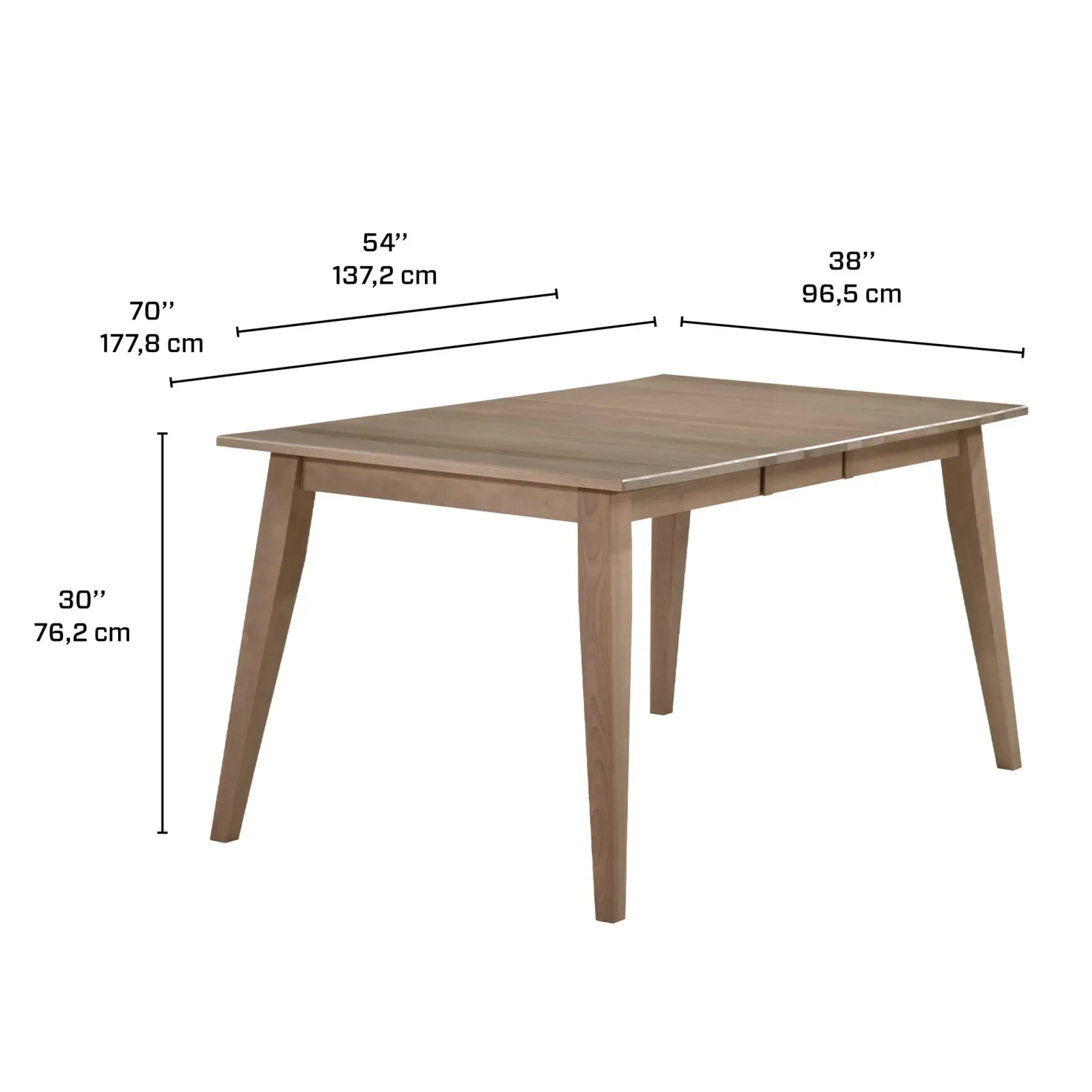 Table à manger rectangulaireextensible (54" à 70") - gris