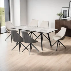 Table à manger rectangulaire extensible en pierre sintérisée 63