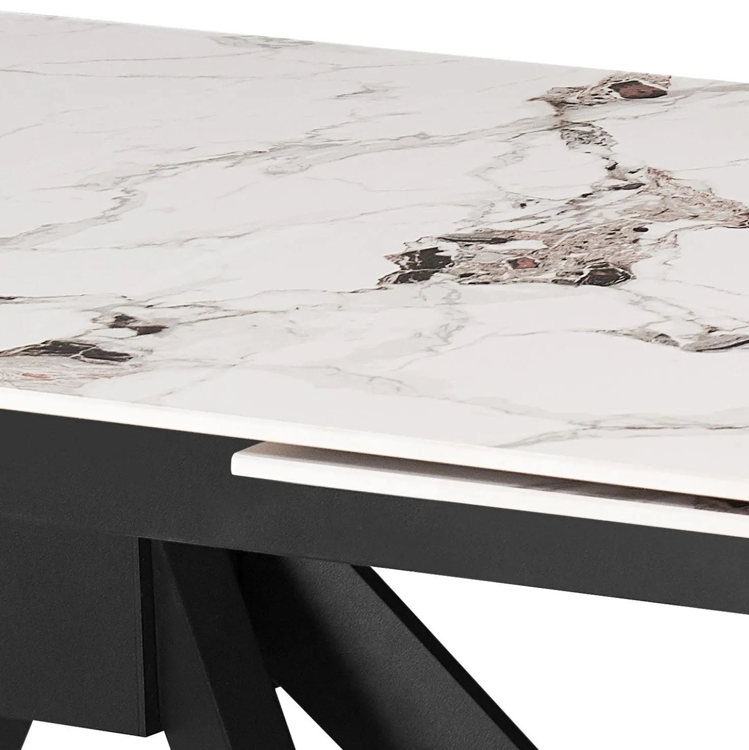 Table à manger rectangulaire extensible en pierre sintérisée 63" à 95"