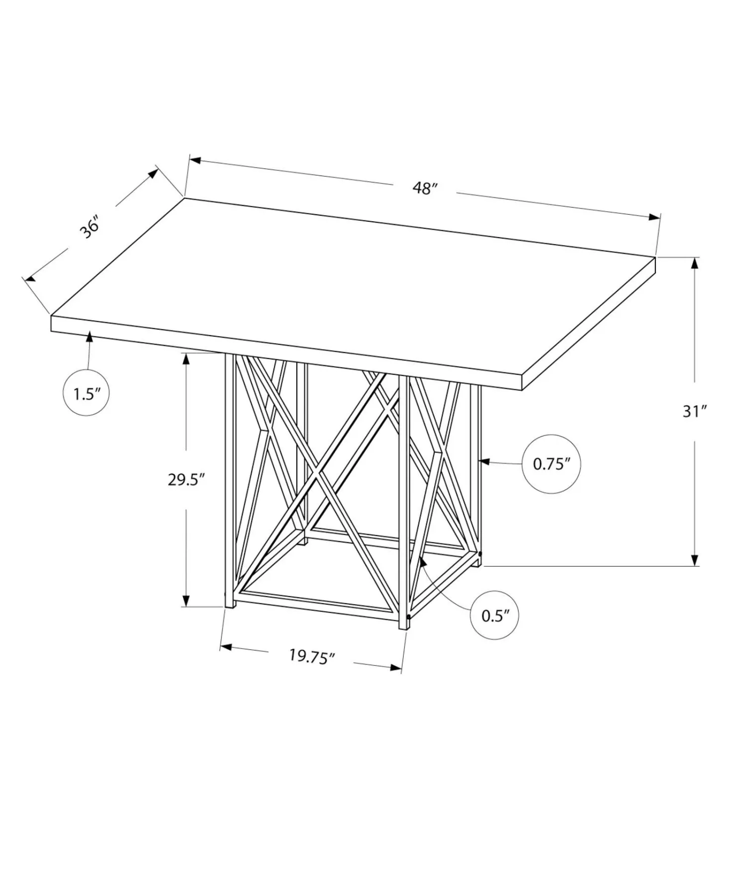 Table à manger rectangulaire 48" - Monarch