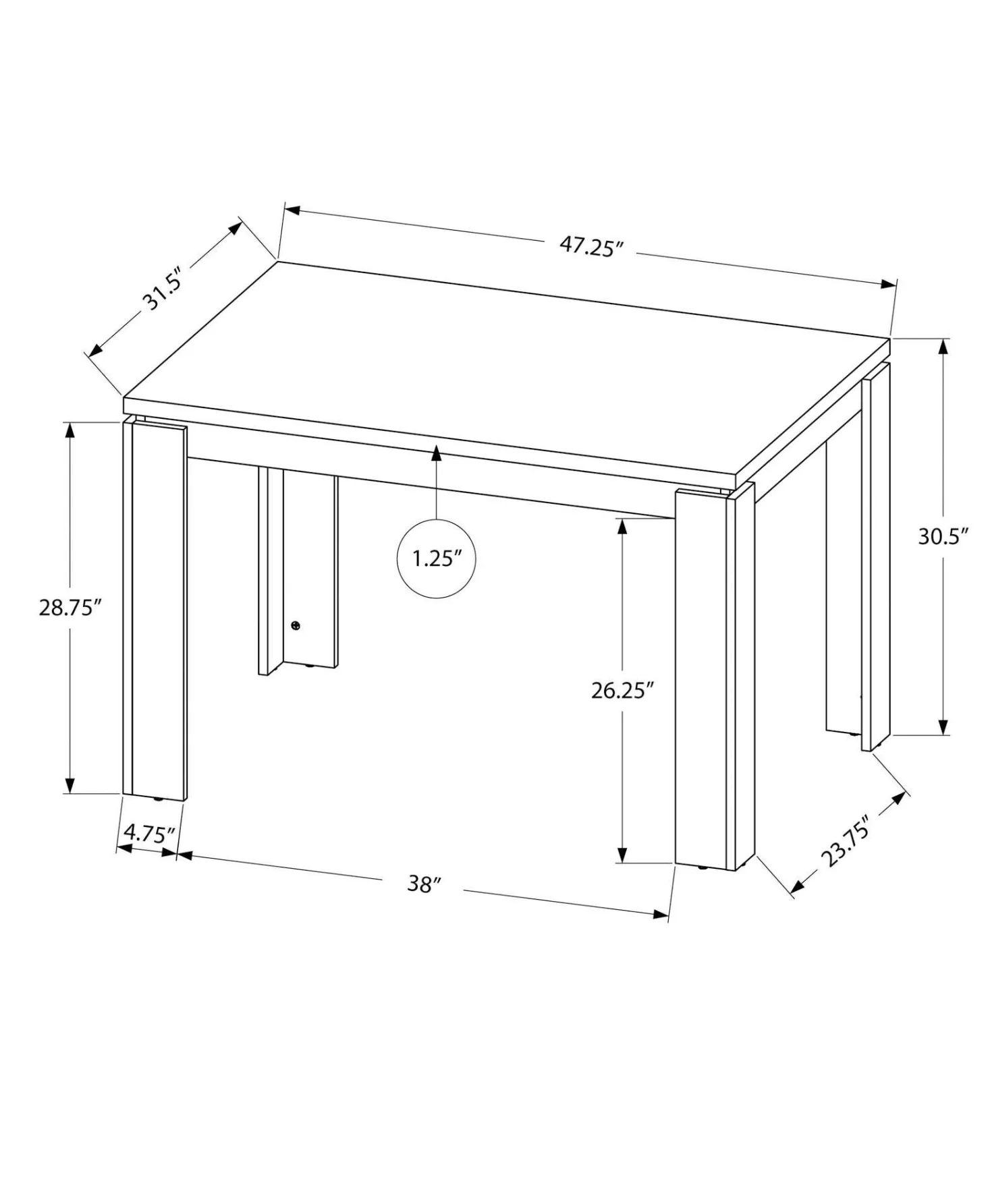 Table à manger rectangulaire 48" - Monarch