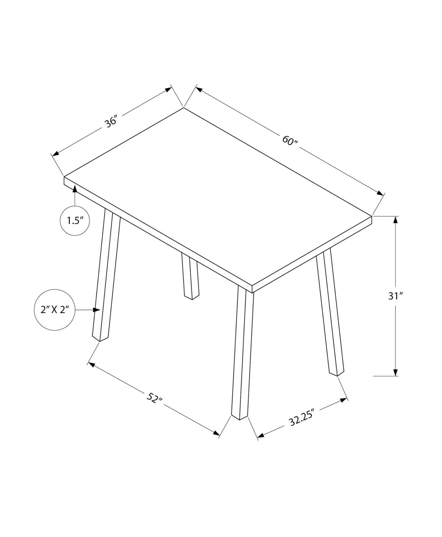 Table à manger rectangulaire 60" - Monarch