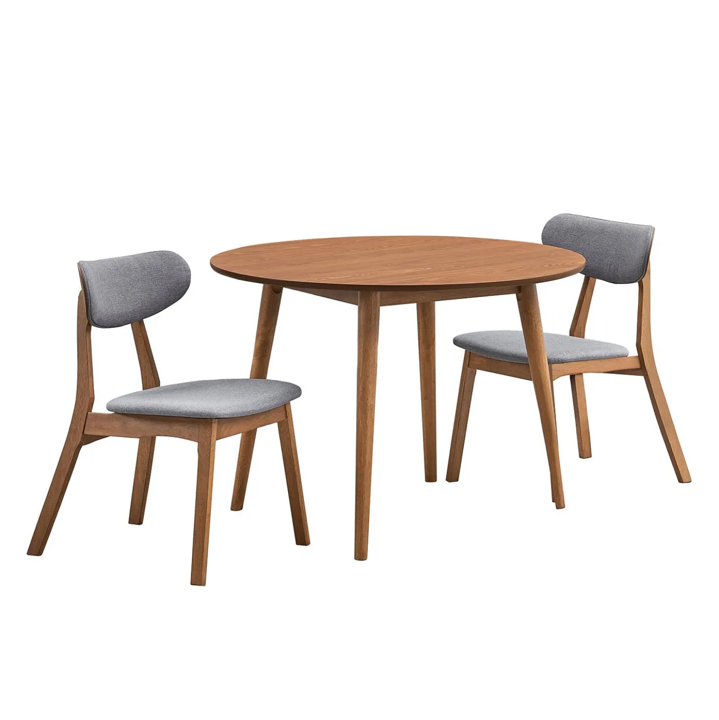 Table à manger ronde avec 2 chaises - gris