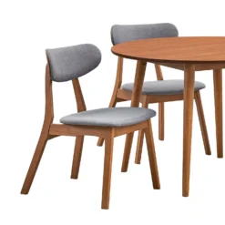 Table à manger ronde avec 2 chaises - gris