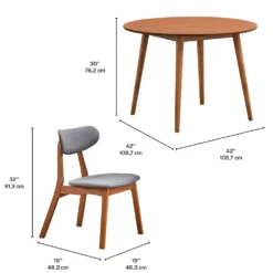 Table à manger ronde avec 2 chaises - gris