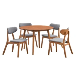 Table à manger ronde avec 4 chaises - gris