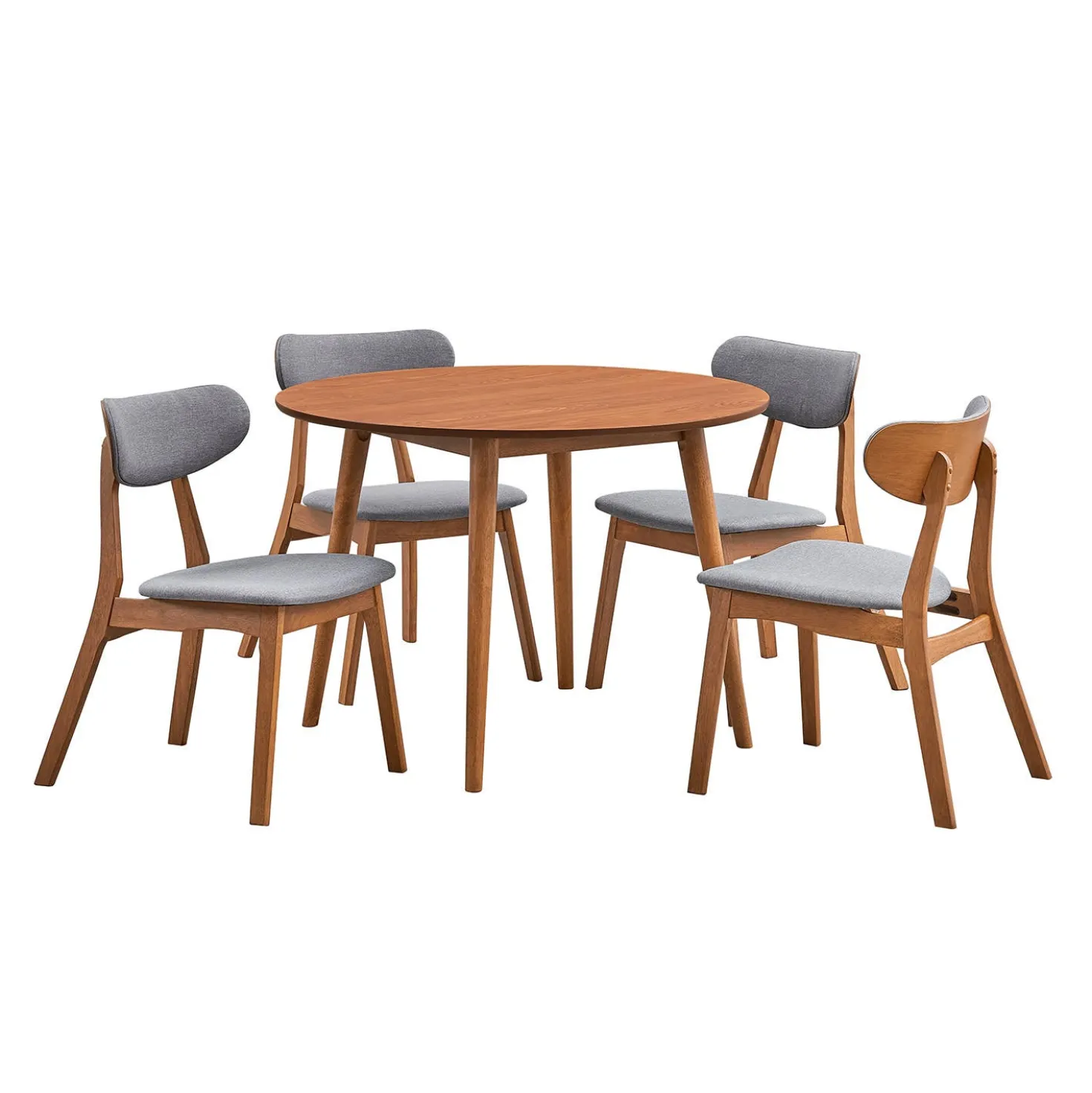 Table à manger ronde avec 4 chaises - gris