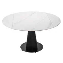 Table à manger ronde convertible extensible avec piédestal - 53"