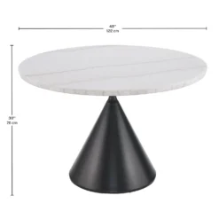 Table à manger ronde en marbre et 4 chaises rembourrées - 48