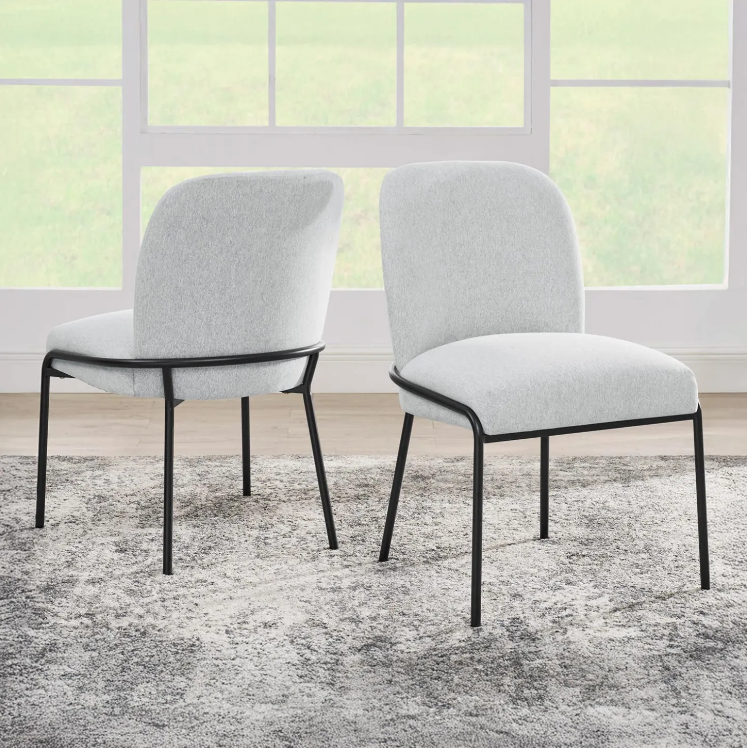 Table à manger ronde en marbre et 4 chaises rembourrées - 48"