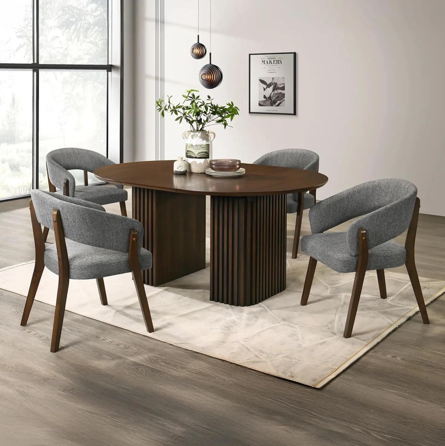 Table à manger ronde extensible (48 à 83") à piédestal