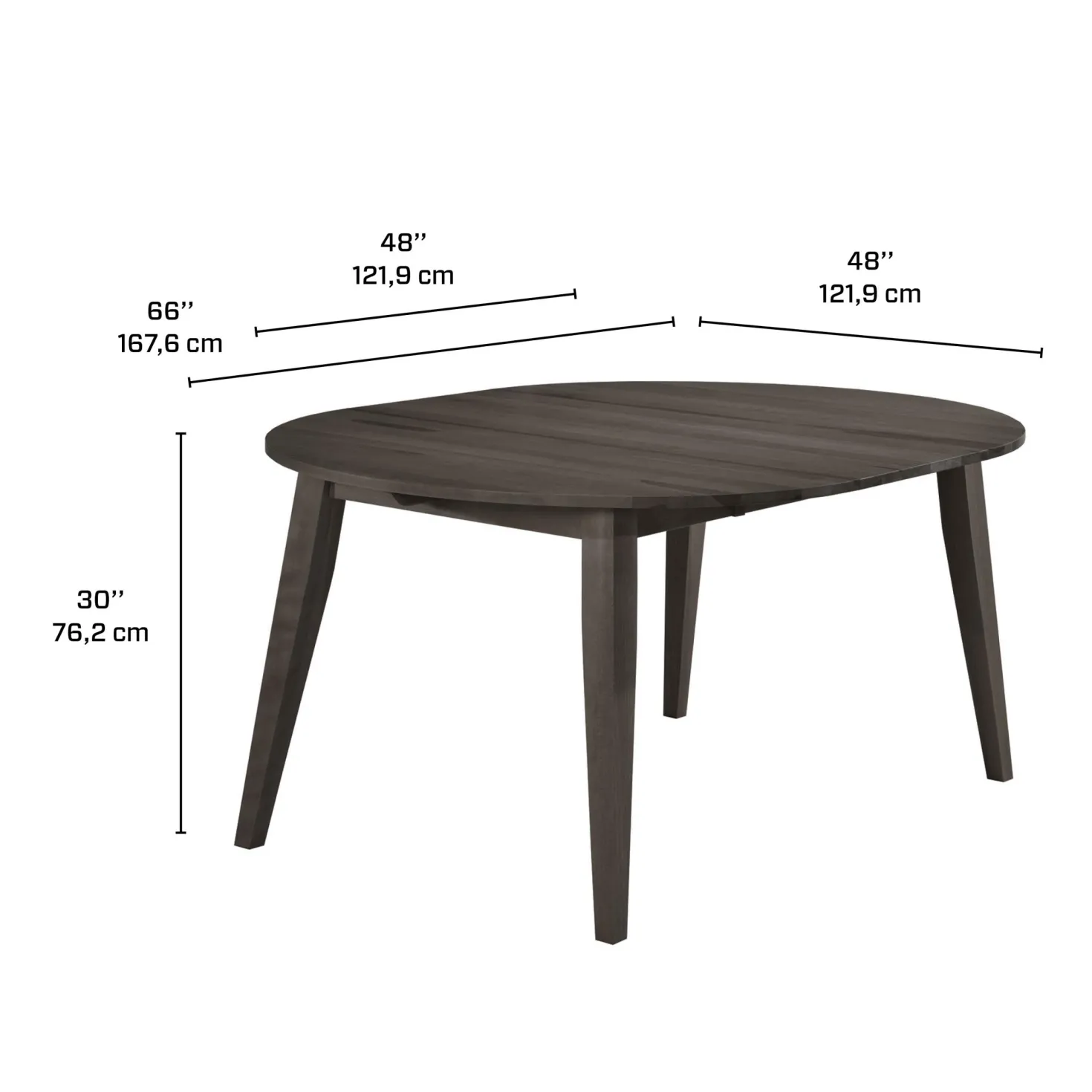 Table à manger ronde extensible en bois massif 48" à 66" - ardoise