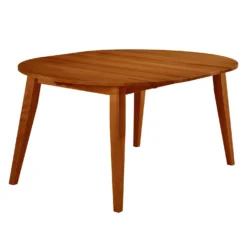Table à manger ronde extensible en bois massif 48" à 66" - brun